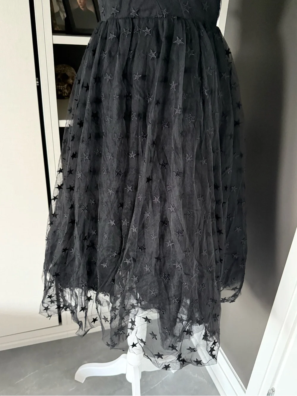 J. Crew Black Star-Embroidered Midi Dress